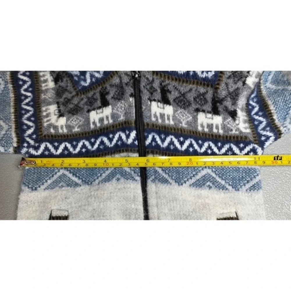 Boys 18M Handmade Blue Gray Full Zip‎ Hooded Alpaca Sweater